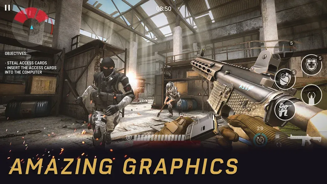 Warface GO: FPS shooting games (Варфейс ГО) МОД/Взлом [Меню, Бесконечные монеты и Открытые уровни] Screenshot 5