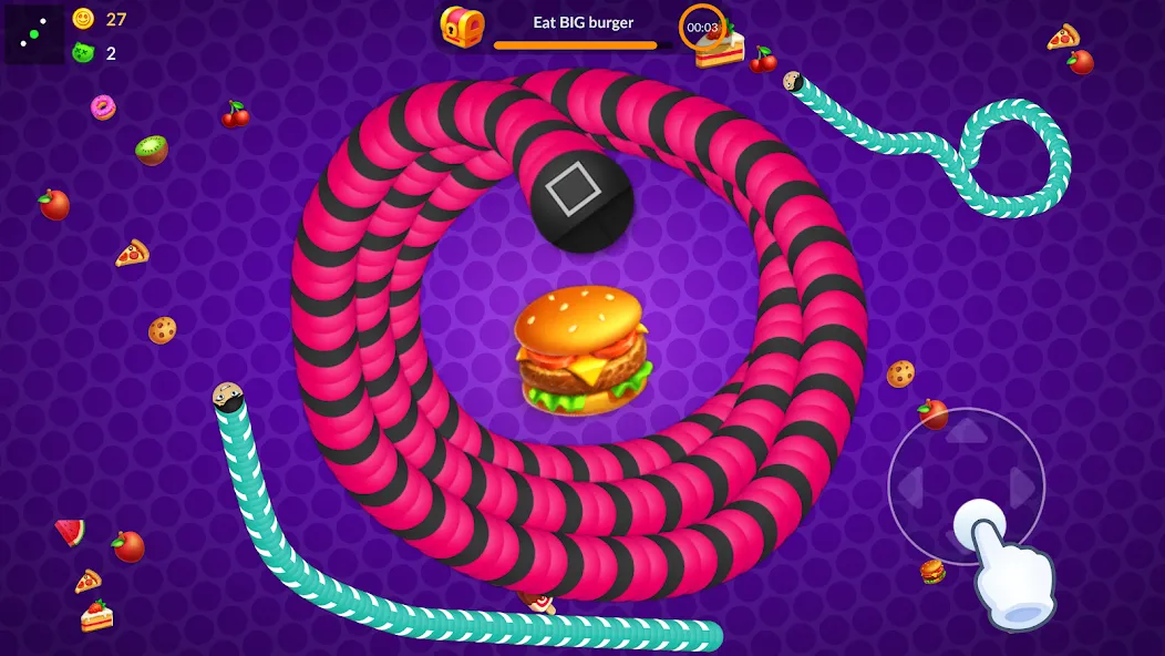 Snake vs Worms: Fun .io Zone МОД/Взлом [Бесконечные деньги, Монеты и Мега MOD] Screenshot 1