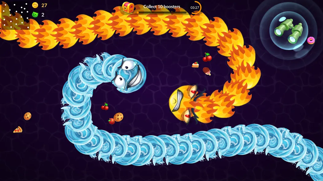 Snake vs Worms: Fun .io Zone МОД/Взлом [Бесконечные деньги, Монеты и Мега MOD] Screenshot 2