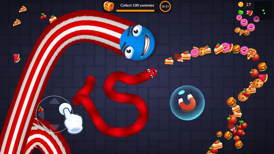 Snake vs Worms: Fun .io Zone МОД/Взлом [Бесконечные деньги, Монеты и Мега MOD] Screenshot 3
