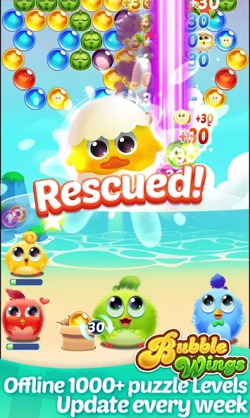 Bubble Wings: bubble shooter (Бабл Вингс) МОД/Взлом [Много монет, Открытые уровни и Мега MOD] Screenshot 1