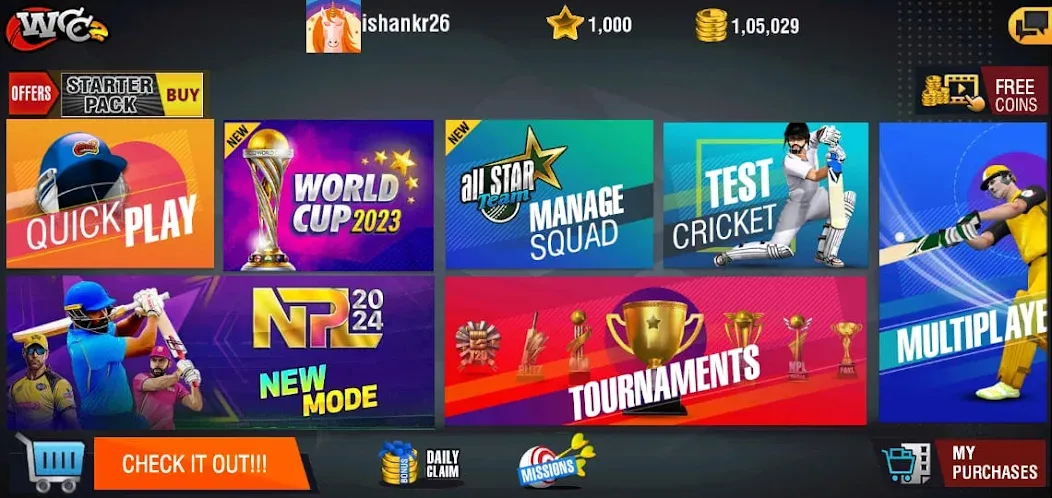World Cricket Championship 2 (Ворлд Крикет Чемпионшип 2) МОД/Взлом [Меню, Бесконечные монеты и Открытые уровни] Screenshot 5