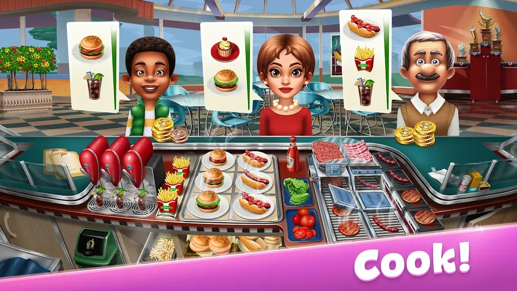 Cooking Fever: Restaurant Game МОД/Взлом [Много денег, Монет и Все открыто] Screenshot 1
