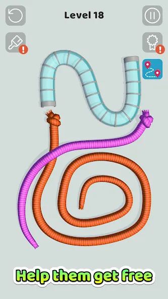Tangled Snakes (Танглд Снейкс) МОД/Взлом [Меню, Бесконечные монеты и Открытые уровни] Screenshot 2