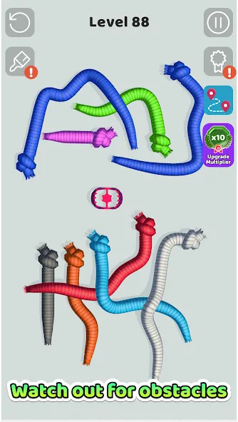 Tangled Snakes (Танглд Снейкс) МОД/Взлом [Меню, Бесконечные монеты и Открытые уровни] Screenshot 3