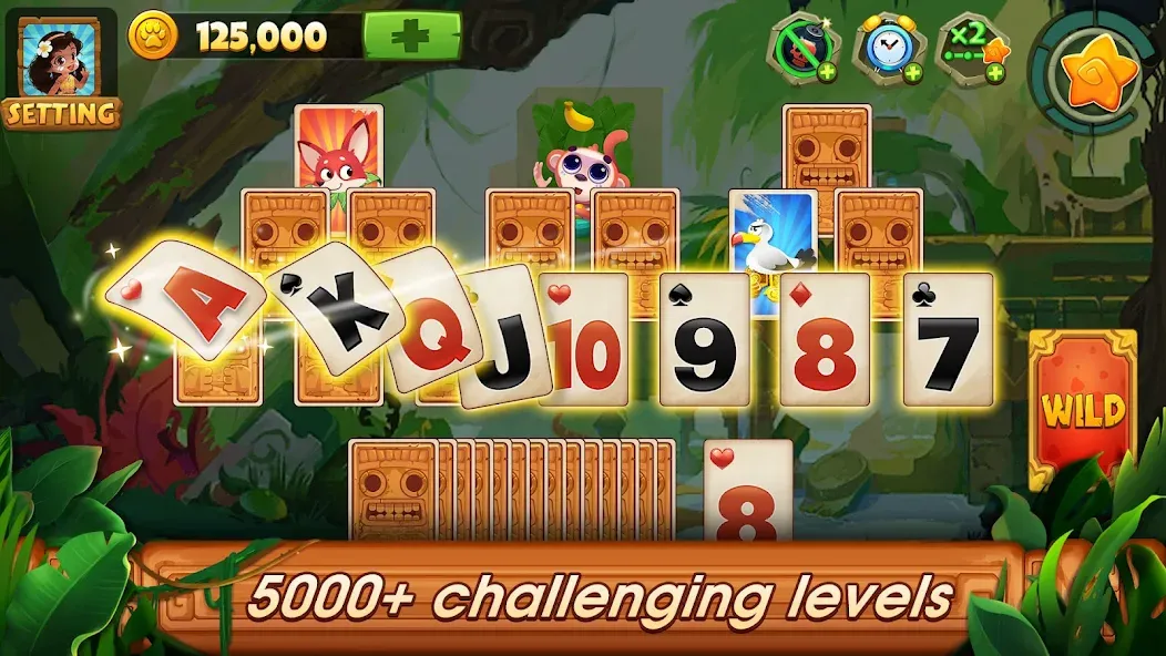 Solitaire Tripeaks: Card Games (Солитер Трипикс) МОД/Взлом [Меню, Бесконечные монеты и Открытые уровни] Screenshot 1
