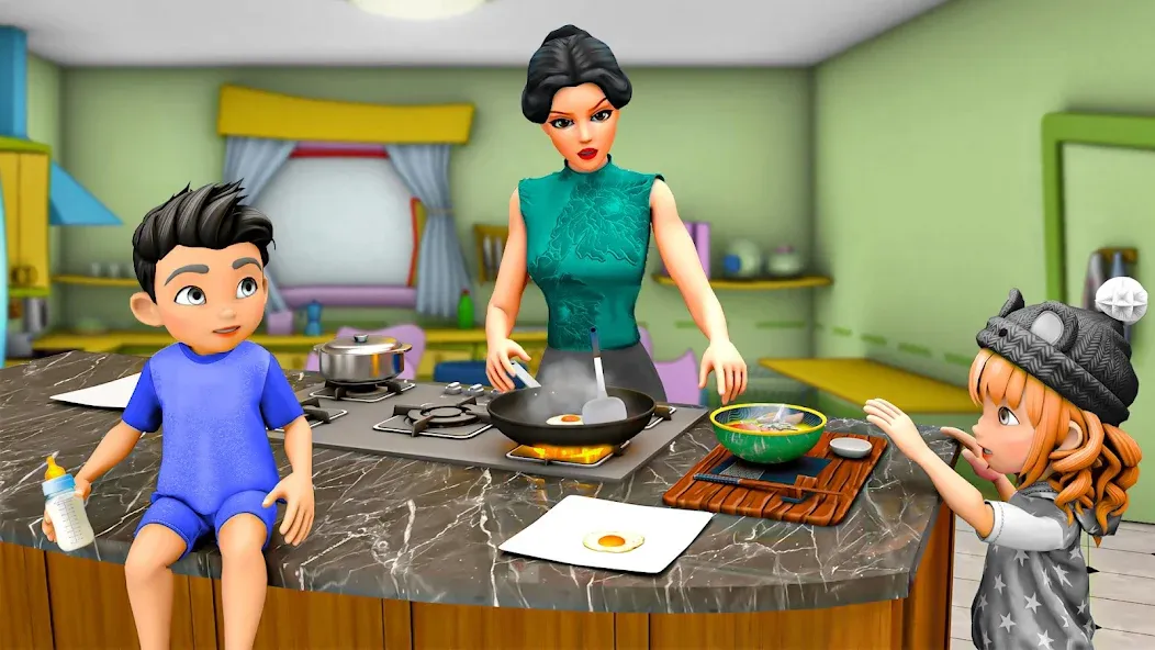 Virtual Mother Simulator 3D (Виртуальные игры богатой материальной жизни) МОД/Взлом [Меню, Бесконечные монеты и Открытые уровни] Screenshot 4
