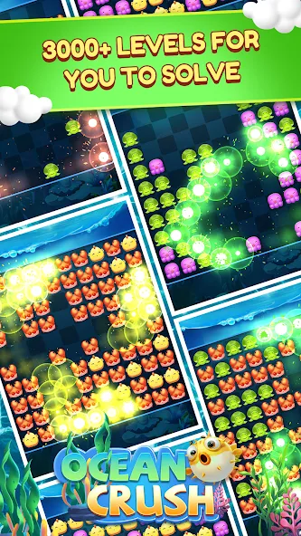 Ocean Crush-Matching Games (Оушен Краш) МОД/Взлом [Меню, Бесконечные монеты и Открытые уровни] Screenshot 2