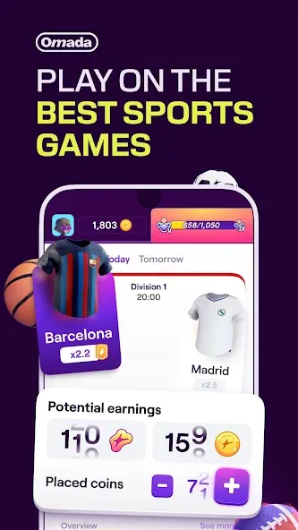 Omada - Make Sport Social (Омада) МОД/Взлом [Все открыто, Дополнительные деньги и Меню MOD] Screenshot 1