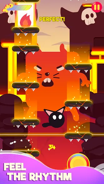 Cringe the Cat - Music Game МОД/Взлом [Меню, Бесконечные монеты и Открытые уровни] Screenshot 2