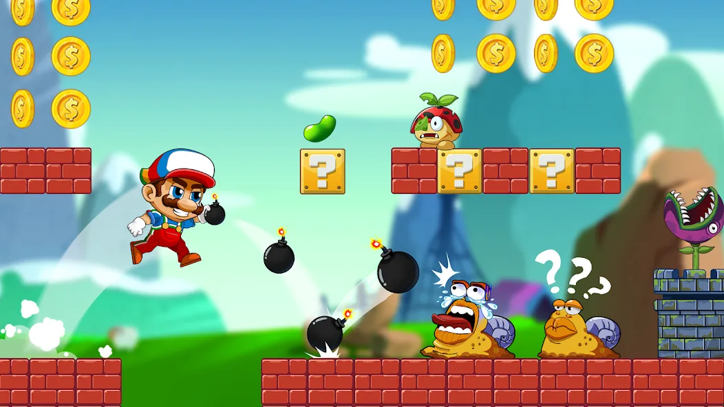 Super Bean Bros: Running Games (Супер Бин Приключение) МОД/Взлом [Меню, Бесконечные монеты и Открытые уровни] Screenshot 1