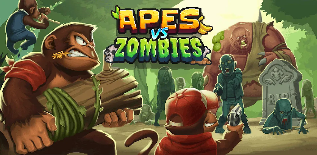 Apes vs. Zombies МОД/Взлом [Меню, Бесконечные монеты и Открытые уровни] Screenshot 1