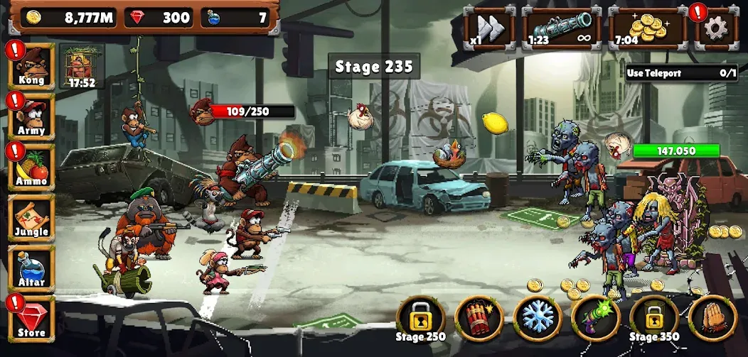 Apes vs. Zombies МОД/Взлом [Меню, Бесконечные монеты и Открытые уровни] Screenshot 3