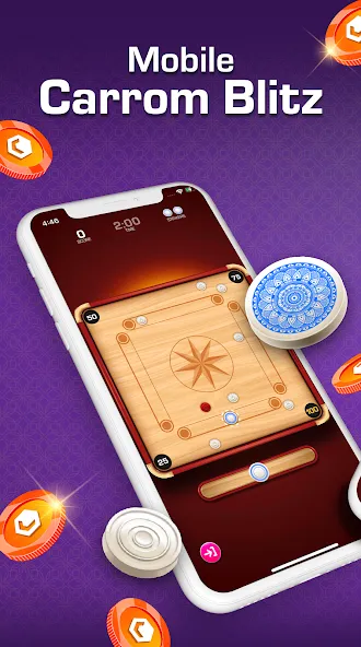Carrom Blitz: Win Rewards (Карром Блиц) МОД/Взлом [Много монет, Открытые уровни и Мега MOD] Screenshot 1