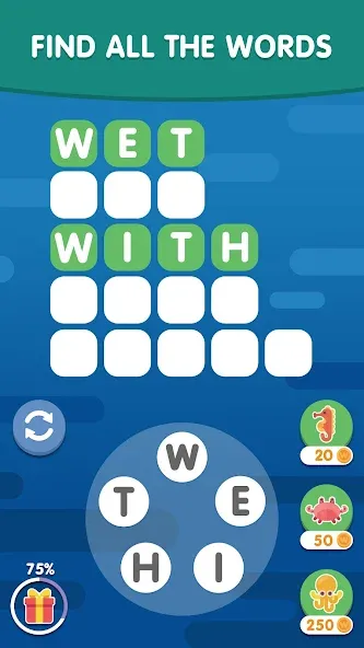 Word Search Sea: Word Puzzle МОД/Взлом [Все открыто, Дополнительные деньги и Меню MOD] Screenshot 3