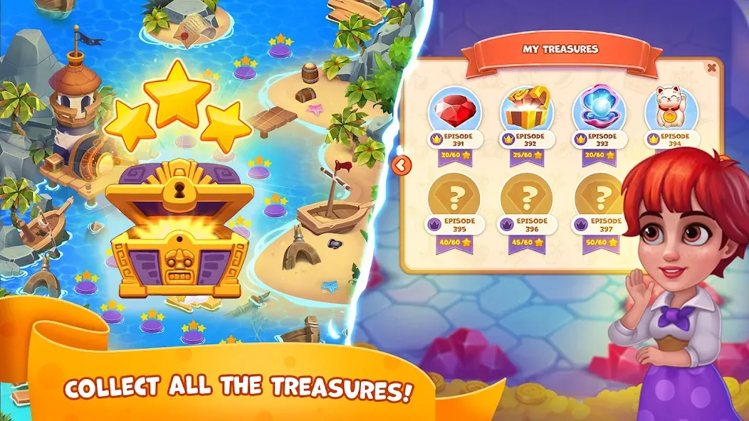 Pirate Treasures: Jewel & Gems МОД/Взлом [Бесконечные деньги, Монеты и Мега MOD] Screenshot 4