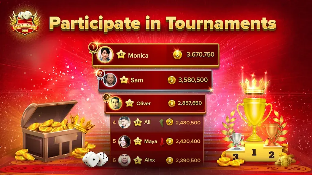 Backgammon King Online МОД/Взлом [Меню, Бесконечные монеты и Открытые уровни] Screenshot 2
