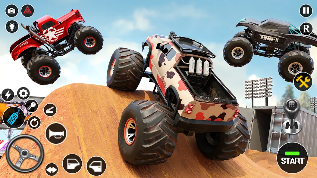 Fearless US Monster Truck Game (Фирлесс ЮЭС Монстер Трак Гейм) МОД/Взлом [Меню, Бесконечные монеты и Открытые уровни] Screenshot 3