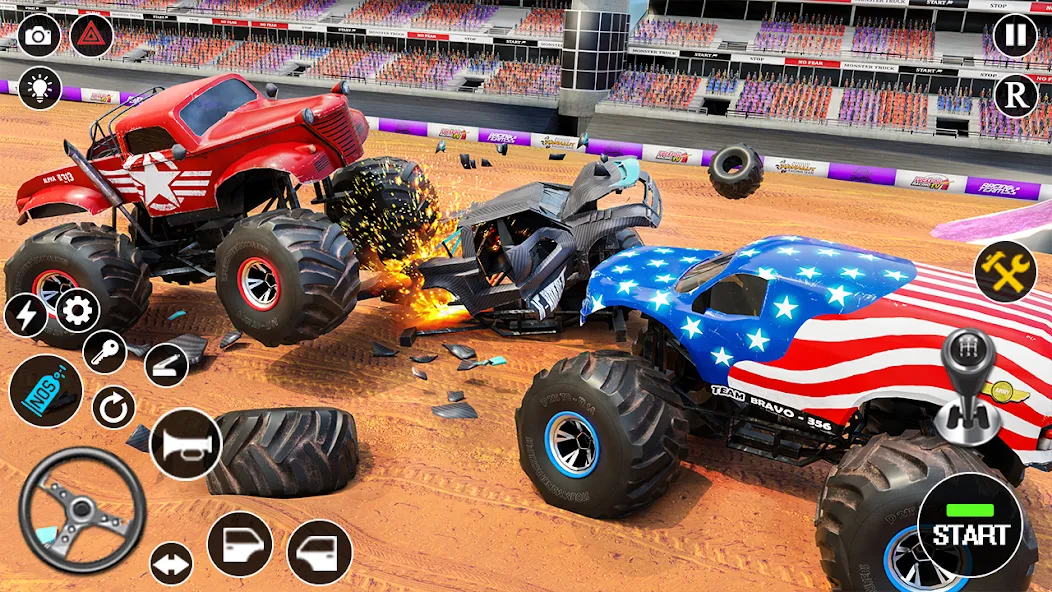 Fearless US Monster Truck Game (Фирлесс ЮЭС Монстер Трак Гейм) МОД/Взлом [Меню, Бесконечные монеты и Открытые уровни] Screenshot 4