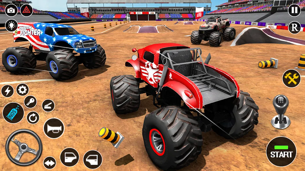 Fearless US Monster Truck Game (Фирлесс ЮЭС Монстер Трак Гейм) МОД/Взлом [Меню, Бесконечные монеты и Открытые уровни] Screenshot 5