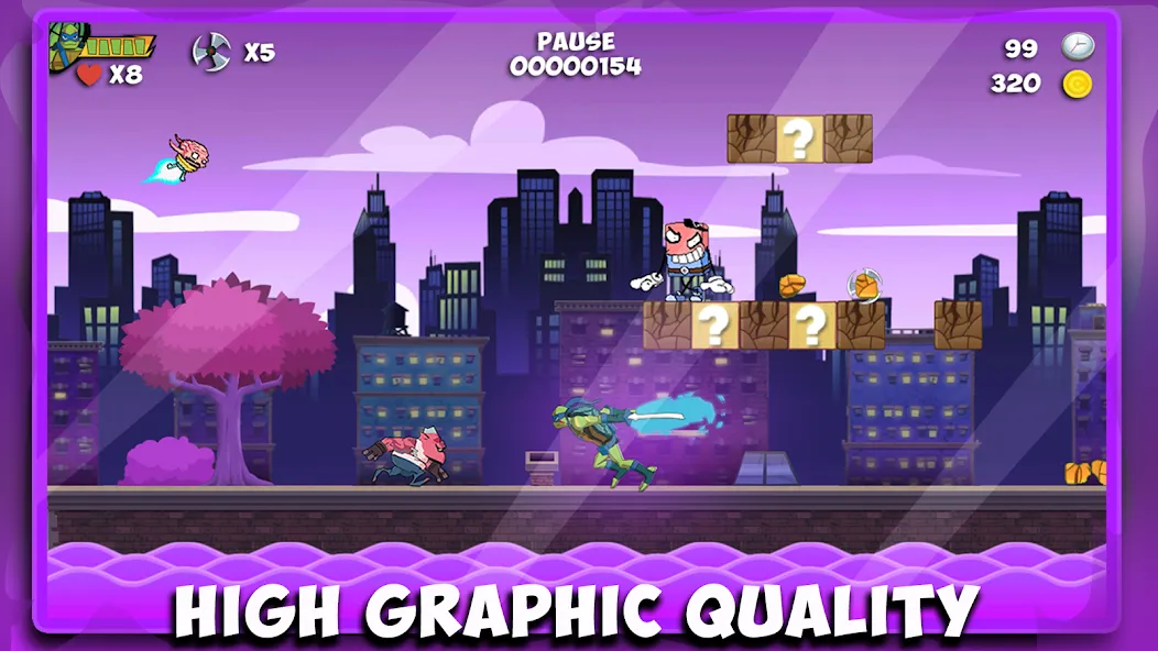 The turtle adventur ninja hero МОД/Взлом [Меню, Бесконечные монеты и Открытые уровни] Screenshot 1