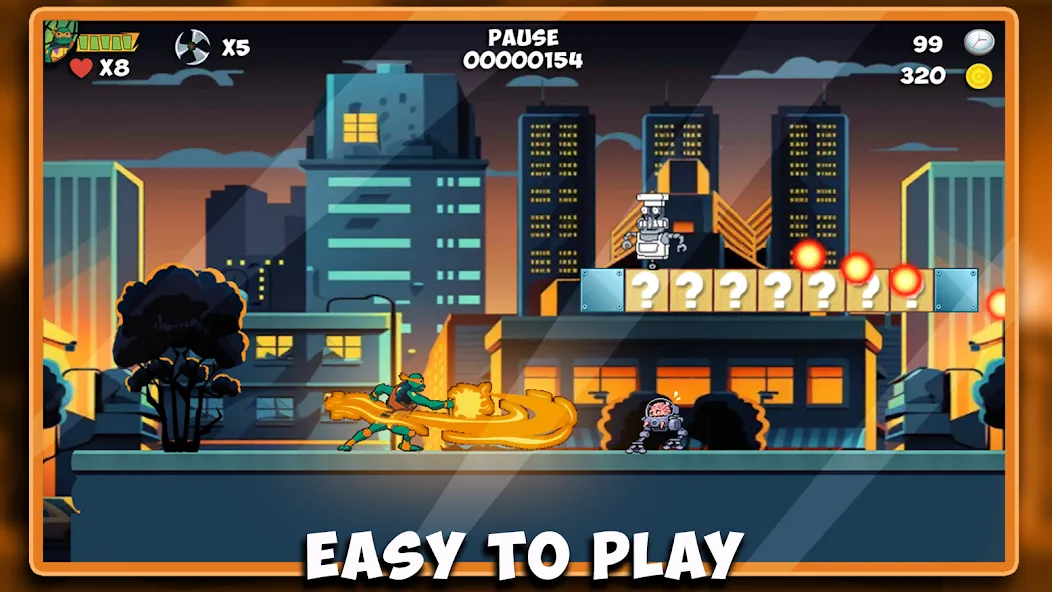 The turtle adventur ninja hero МОД/Взлом [Меню, Бесконечные монеты и Открытые уровни] Screenshot 2