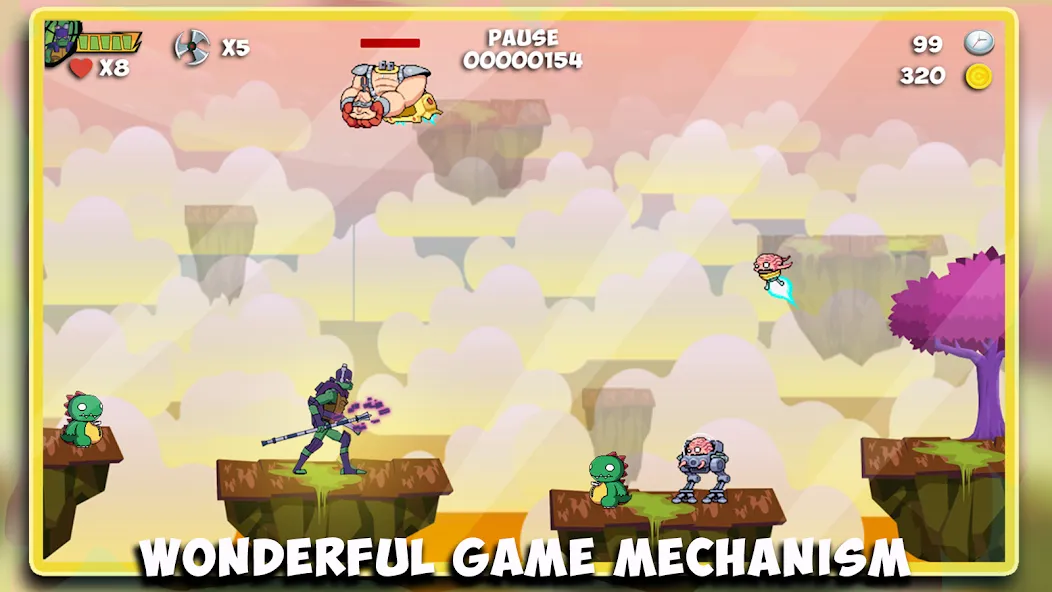 The turtle adventur ninja hero МОД/Взлом [Меню, Бесконечные монеты и Открытые уровни] Screenshot 4
