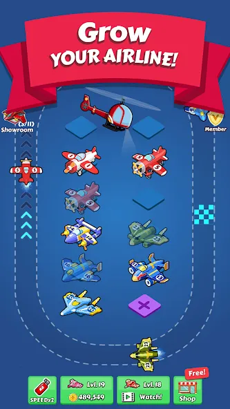 Merge Planes Idle Plane Game (Мерж Плейнс Импайр) МОД/Взлом [Бесконечные деньги, Монеты и Мега MOD] Screenshot 1