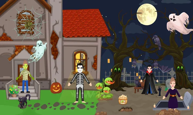 Pretend Play Halloween Party (Претендуй на Хэллоуинскую вечеринку) МОД/Взлом [Много монет, Открытые уровни и Мега MOD] Screenshot 2