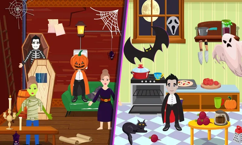 Pretend Play Halloween Party (Претендуй на Хэллоуинскую вечеринку) МОД/Взлом [Много монет, Открытые уровни и Мега MOD] Screenshot 4