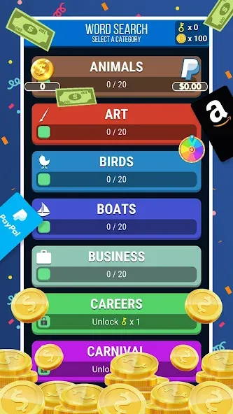 Make Money: Word Search (Мейк Мани) МОД/Взлом [Много денег, Монет и Все открыто] Screenshot 1