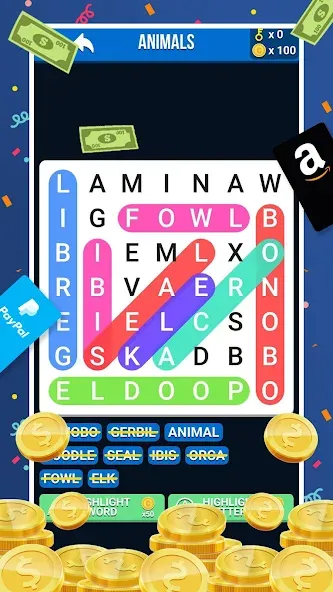 Make Money: Word Search (Мейк Мани) МОД/Взлом [Много денег, Монет и Все открыто] Screenshot 2