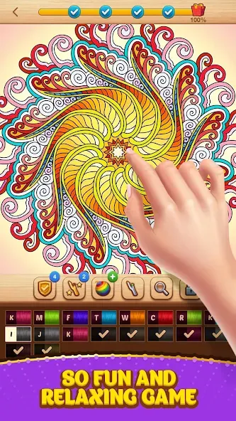 Cross Stitch Coloring Mandala (Кроссстиль раскрашивание мандала) МОД/Взлом [Деньги, Монеты и Меню MOD] Screenshot 3