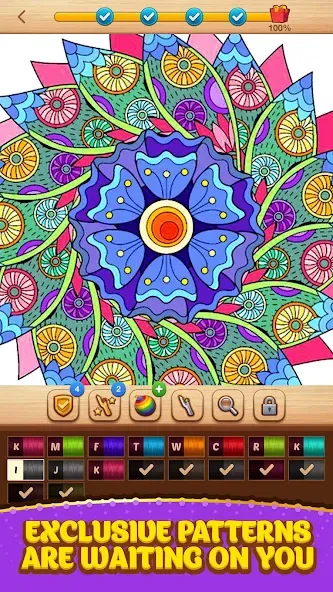Cross Stitch Coloring Mandala (Кроссстиль раскрашивание мандала) МОД/Взлом [Деньги, Монеты и Меню MOD] Screenshot 4