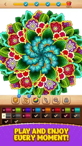 Cross Stitch Coloring Mandala (Кроссстиль раскрашивание мандала) МОД/Взлом [Деньги, Монеты и Меню MOD] Screenshot 5