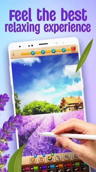 Cross-Stitch: Coloring Book (Кросс) МОД/Взлом [Много монет, Открытые уровни и Мега MOD] Screenshot 1