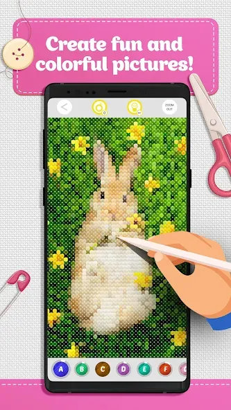 Cross Stitch Coloring Art (Кроссстич окрашивание искусства) МОД/Взлом [Деньги, Монеты и Меню MOD] Screenshot 3