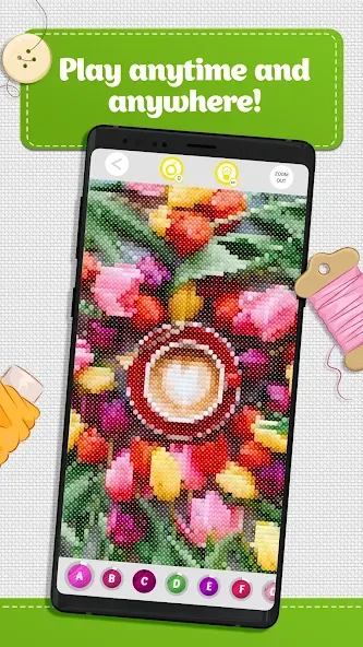 Cross Stitch Coloring Art (Кроссстич окрашивание искусства) МОД/Взлом [Деньги, Монеты и Меню MOD] Screenshot 5
