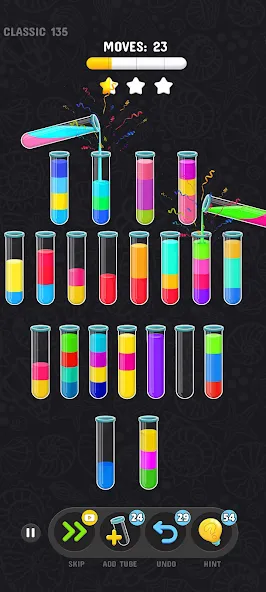 Color Water Sort Puzzle Games (Цветные игры сортировки воды) МОД/Взлом [Все открыто, Дополнительные деньги и Меню MOD] Screenshot 3