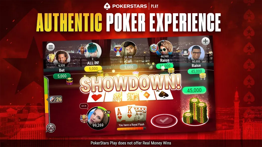PokerStars Play: Texas Hold'em (ПокерСтарс Плей) МОД/Взлом [Меню, Бесконечные монеты и Открытые уровни] Screenshot 1