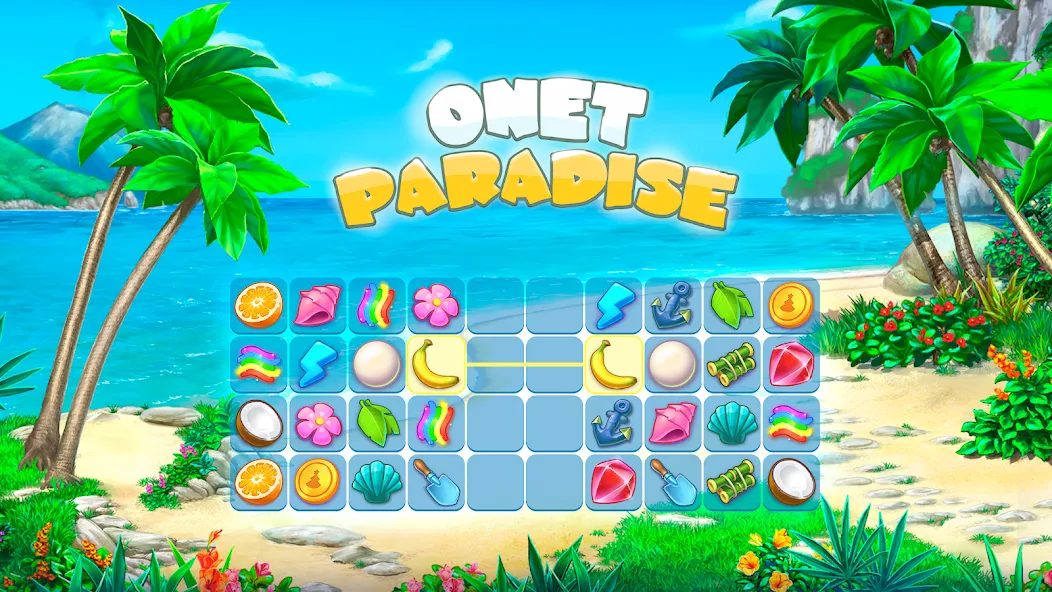 Onet Paradise: connect 2 tiles (Онет Парадайз) МОД/Взлом [Бесконечные деньги, Монеты и Мега MOD] Screenshot 1