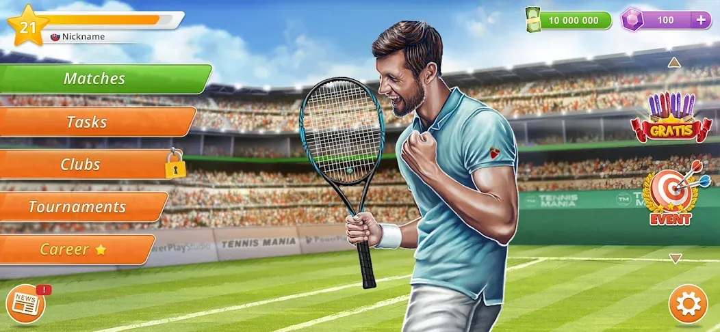 Tennis Mania Mobile (Теннис Мания Мобайл) МОД/Взлом [Много денег, Монет и Все открыто] Screenshot 2