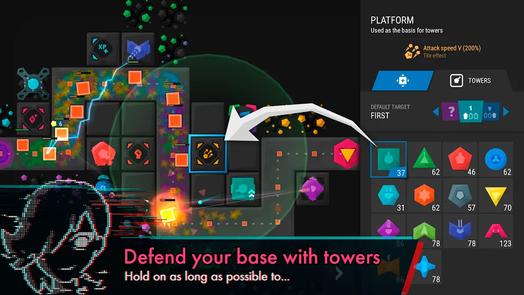 Infinitode 2 - Tower Defense (Инфинитод 2) МОД/Взлом [Деньги, Монеты и Меню MOD] Screenshot 1