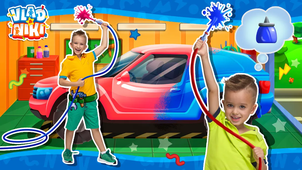 Vlad and Niki: Car Service МОД/Взлом [Меню, Бесконечные монеты и Открытые уровни] Screenshot 1