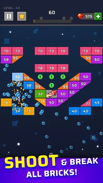 Brick Out - Shoot the ball (Брик Аут) МОД/Взлом [Бесконечные деньги, Монеты и Мега MOD] Screenshot 1