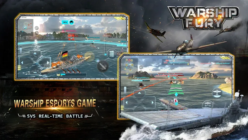 Warship Fury МОД/Взлом [Меню, Бесконечные монеты и Открытые уровни] Screenshot 2