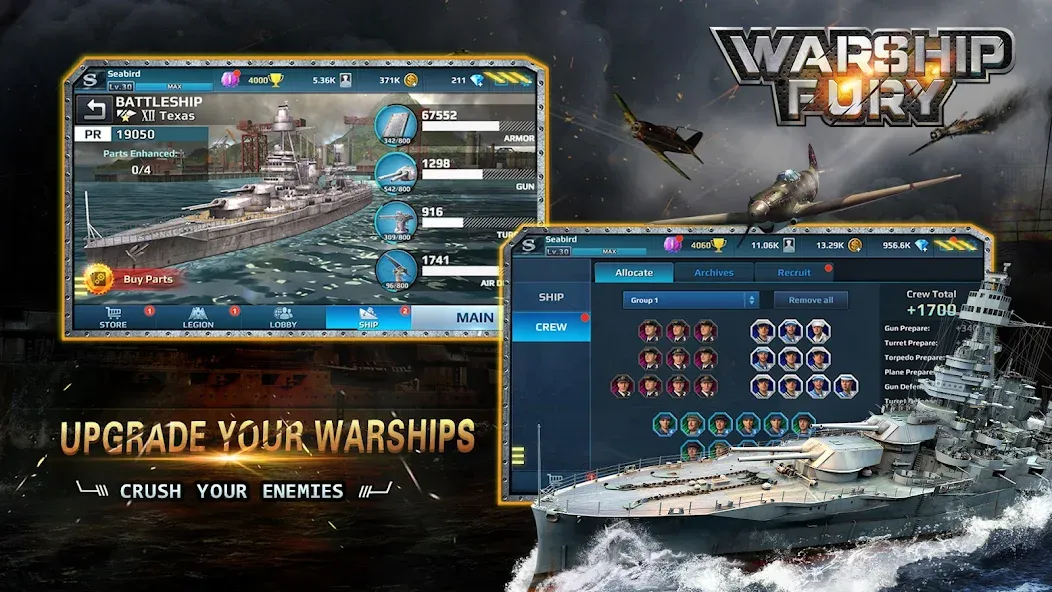 Warship Fury МОД/Взлом [Меню, Бесконечные монеты и Открытые уровни] Screenshot 4