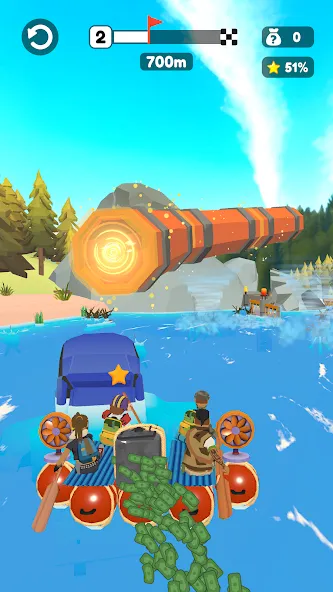 Raft Racing (ДИУАфтинг) МОД/Взлом [Много монет, Открытые уровни и Мега MOD] Screenshot 1