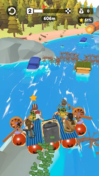 Raft Racing (ДИУАфтинг) МОД/Взлом [Много монет, Открытые уровни и Мега MOD] Screenshot 2