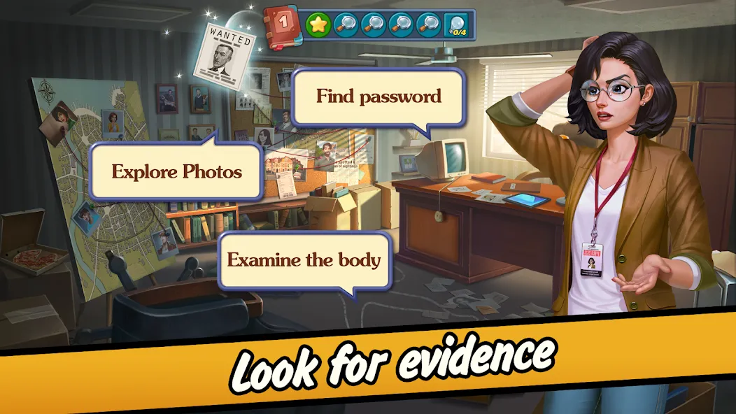 Solitaire Crime Stories МОД/Взлом [Все открыто, Дополнительные деньги и Меню MOD] Screenshot 2